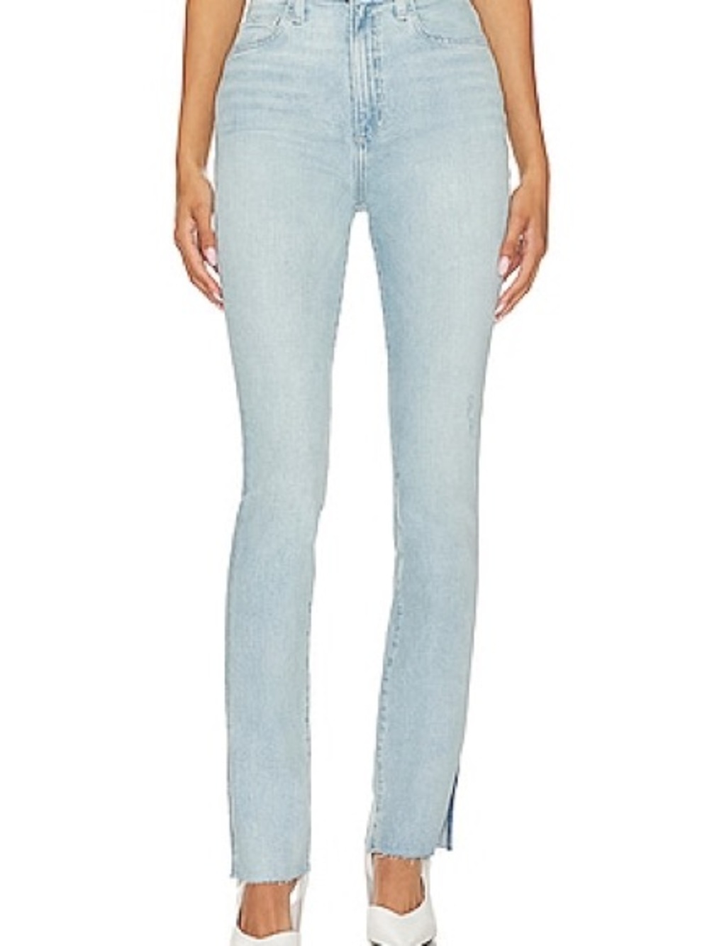 Favorite Daughter The Valentina tower Light Blue High-Rise Straight Jeans w/slit